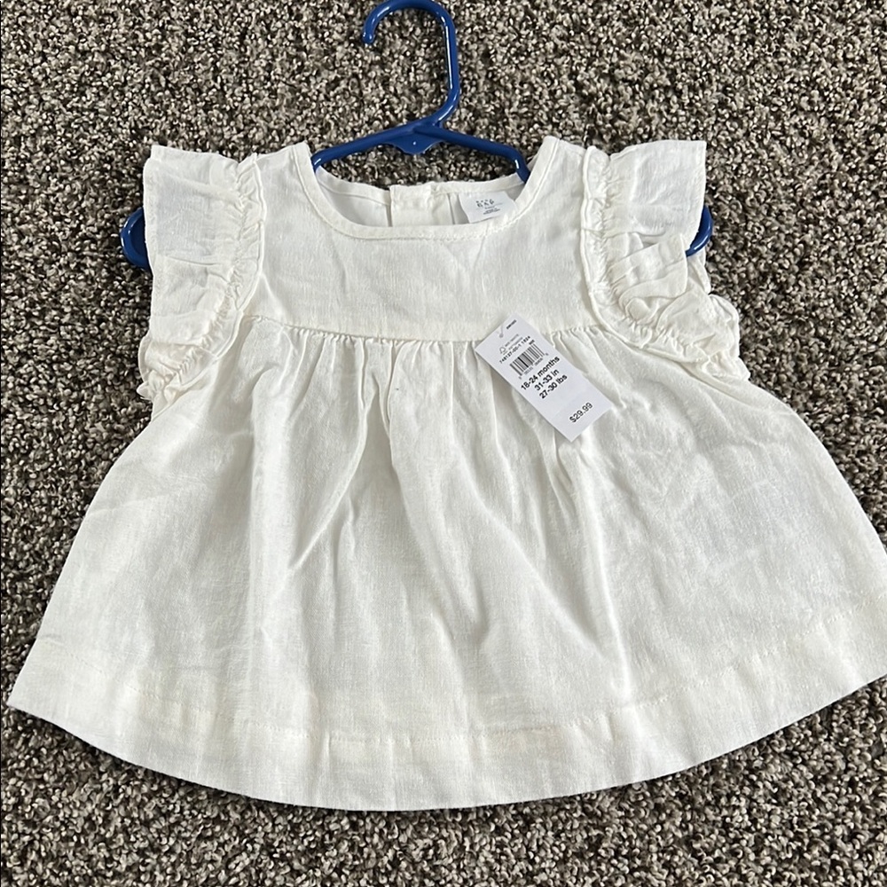 GAP Kids White Ruffle Sleeve Top - Picture 1 of 2